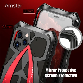 Amstar 360 Visas globėjiškas Atveju iPhone, 11 Pro Max Metalinis korpusas atsparus smūgiams Silikoninis Dangtelis Atveju, 