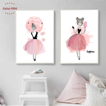900D Pink Diamond Plakatas,Akvarelė Mergaičių Sienos Nuotraukas Mergaičių Kambario,Spausdinti Nuotrauką Drobė, Tapyba, Plakatas Dekoro Sienos Meno YE110
