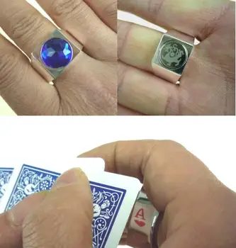 Aukštos Quanlity Magnetas Žiedas su Mėlyna Akmuo Oniksas Diamond(19mm/20mm/21mm), Metalo Etape Magija/magic Rekvizitai/as Seen on Tv