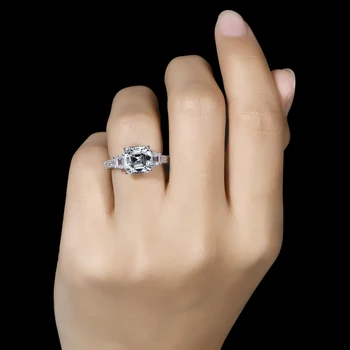 Moteris Žiedas 925 Sterlingas Sidabro Asscher Cut SONA Diamond Moterų Vestuvių Piršto Žiedai, Sužadėtuvių Dovana, Papuošalai
