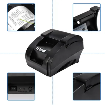 TEROW 5890K Nešiojamas Mini 58mm POS Gavimo Terminis Spausdintuvas su USB Prievadą Prekybos Mažmeninės POS Sistemas, EU PLUG