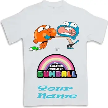 Custom Nuostabų Pasaulį Gumball Įkvėpė Vaikai Marškinėliai Sublimated amžius nuo 3 iki 13 Animacinių filmų marškinėliai vyrams Unisex Naujas Mados marškinėlius