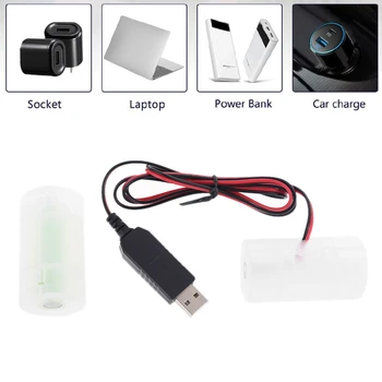 D Baterijos Eliminator 2m USB Kabelį Maitinamas Pakeisti 1 4Pcs 1,5 V D LR20 Baterijos Tankless Vandens Šildytuvas Žaislai Lempos