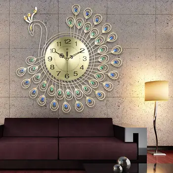 Didelių 3D Gold Diamond Povas Sieninis Laikrodis Metalo Žiūrėti часы настенные Namų Kambarį Apdaila 