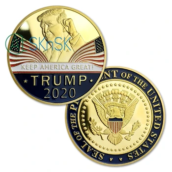 Trump 2020 m. Prezidento Perrinkimo Šūkis IŠLAIKYTI AMERIKA LABAI ! Trump Prezidento Iššūkis Monetos, Aukso Spalvos Suvenyrų Monetas