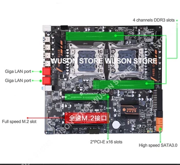 HUANANZHI dual X79 motininė plokštė bundle M. 2 NVMe lizdas dual CPU Xeon E5 2690 V2 RAM 64G(4*16G) 1866 RECC vaizdo plokštė GTX1050TI 4GD5