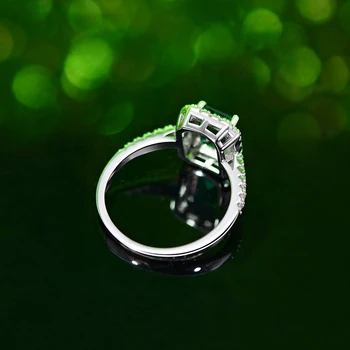 OEVAS 925 Sterlingas Sidabro 8*6mm Nekilnojamojo Smaragdas Vestuvių Žiedai Moterims Kibirkšties Dalyvavimo Šalies Nuotaka Fine Jewelry Didmeninės