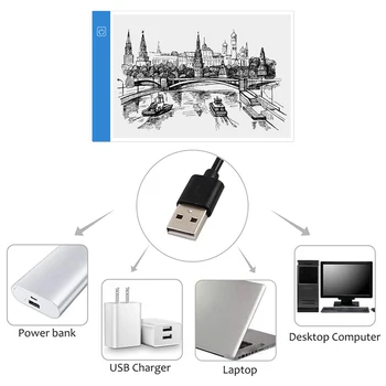 A4 LED Piešimo Planšetinį kompiuterį Skaitmeninės Grafikos Pad USB LED Šviesos Lauke Kopijuoti Valdybos Elektroninis Menas Grafikos, Tapybos, Rašymo Lentelė Tamsos