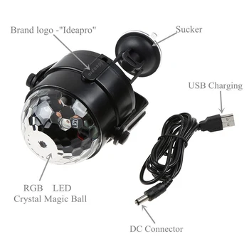 3W USB 5V Mini Diskoteka kamuolys lempa DJ KTV Scenos šviesos Belaidžius IR Nuotolinio valdymo, Balso aktyvuota Lempos buveinės Šalies šokių grindų, RGB šviesos šou