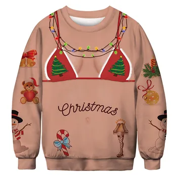 Kalėdų Džemperis Naujovė Juokingi Šviesą Bjaurusis Kalėdų Džemperis Vyrams Ir Moterims 3D Spausdinimo Megztinis Džemperis Šiltas Megztinis