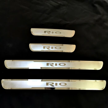 Už KIA RIO-2019 2020 m. ES RIO X-Line Durų Slenksčio Nusitrinti Plokštės Apdaila Nerūdijančio Plieno Sveiki Pedalo Guard Automobilių Optikos Reikmenys