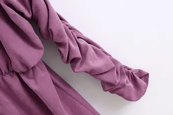 2020 m. Pavasarį, Vasarą, Naujas Klostuotas Apmušalas Suknelė plius dydis zaraing stiliaus za sheining derliaus Boho Moterų Violetinė suknelė C2172