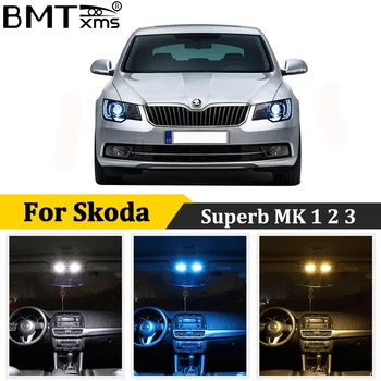 BMTxms 26Pcs Canbus Automobilį, LED Interjero Šviesos Licenciją Plokštelės Lempa Skoda Superb 1 2 3 MK1 MK2 MK3 Sedanas Turto Combi 2001-2018