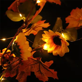 Helovinas LED šviesos eilutę 1,8 M 20LED Apšviesta Rudenį Rudenį Moliūgų Klevo Lapų Girlianda Padėkos Dekoro Dropshipping #F#30OT12