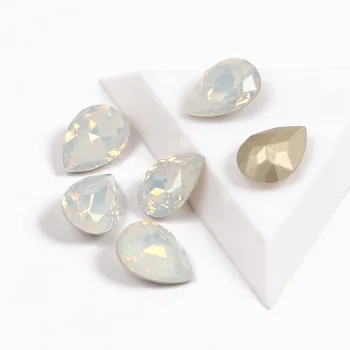 CTPA3bI White Opal Aukštos Kokybės Stiklo Kristalų Siūti Letena Akmenys Su Skylėmis, Sidabro Apačioje, Laisvi Strazdų 