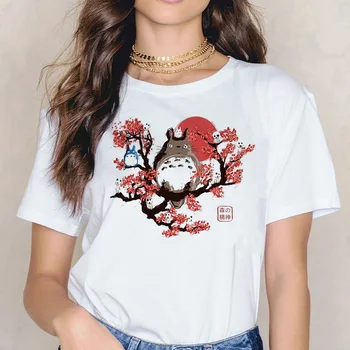 Totoro Juokinga Moteriška Spausdinti Moterų Dvasia Toli Japonijos marškinėliai Hayao Miyazaki T-shirt Marškinėlius Tees animacinių filmų harajuku Anime