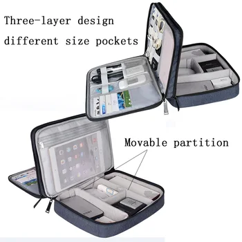 Neperšlampami Elektroniniai prietaisai Saugojimo Krepšys USB Įtaisą Duomenų Kabelis Organizatorius Apsauginė Įvorė Dėklas Case Bag for iPad Skaitmeninis