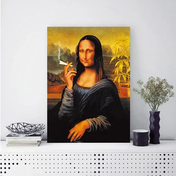 Drobė, Tapyba Juokinga klaidingą apie Mona Lisa rūkymas plakatas Sienos Meno Spaudinius Sienos Nuotraukas Kambarį Dekoro tapyba
