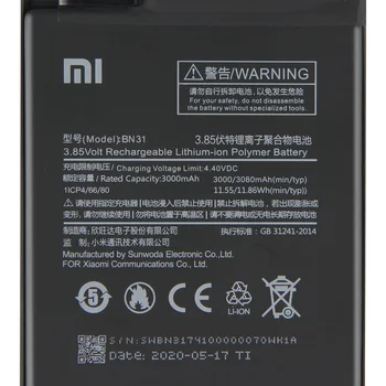 Xiao Xiaomi Mi BN31 Baterija Xiao mi 5X Mi5X Redmi Pastaba 5A Xiaomi A1 Redmi Y1 Lite S2 BN31 3080mAh Autentiška Baterija + Įrankio