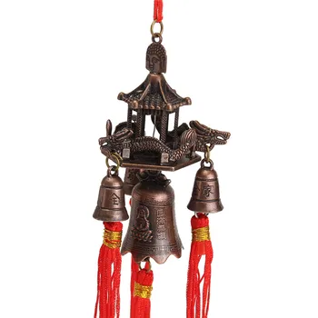 KiWarm Retro Stogo Bell Budizmas Kabinti Vėjo Varpeliais Šventykla Pasisekė Feng Shui Amatų Kinijos Mazgas Palaima Automobilių, Namų Dekoro Dovana