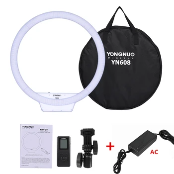 YONGNUO YN608 Studija Žiedas LED Lanksti, Vaizdo, Šviesos, 3200-5500k Fotografijos, Šviesos, Belaidis Nuotolinio Valdymo pultas + AC Adapteris