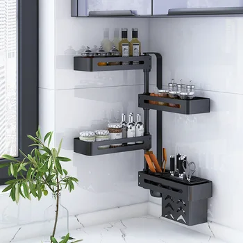 Virtuvės lentynos kampe sukimosi prieskonių stovo aliuminio lydinio, vonios kambarys multi-layer lentynos be skylės sienos kabo sukamosios saugojimo
