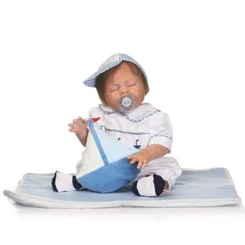 NPK tikroviška nekilnojamojo touch baby lėlės visą vinilo lėlės mielas Navy kombinezonas miega berniukas vaikams Gimtadienio Dovana