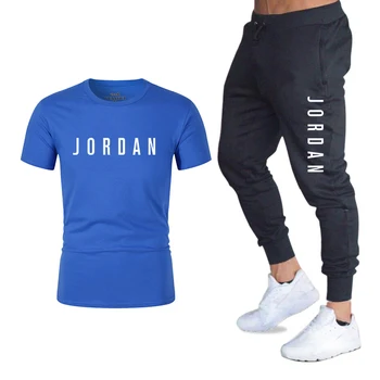 2020 Prekės Vyrų rinkiniai t marškinėliai + kelnės dviejų dalių rinkiniai, laisvalaikio tracksuit laiškas spausdinti kostiumai sportwear fitneso kelnės