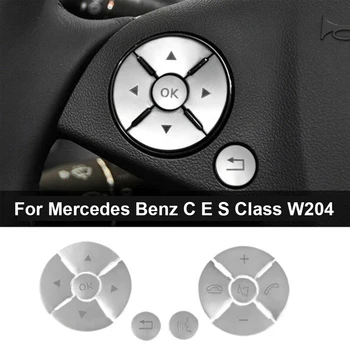 Dekoro Vairas Mygtuką Padengti Priedai Decal Sidabro 12Pcs Mercedes Benz C E S Class W204