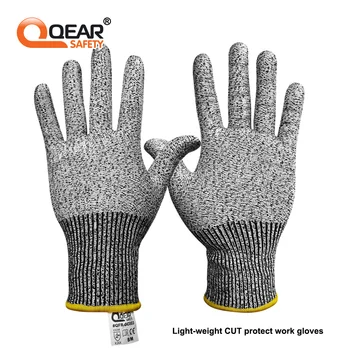 3 poros QearSafety supjaustyti apsaugoti lygis 3 HPPE megzti linijinės apsauginės pirštinės, nepadengto, labai vikrumas, tilptų į rankas