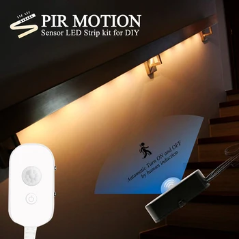 Smart Pritemdomi 5V USB PIR Judesio Jutiklis LED Šviesos Juostelės Lanksti, Lipni Lempos Juosta Dienos/Nakties Režimas Spinta Laiptai Kabineto D30