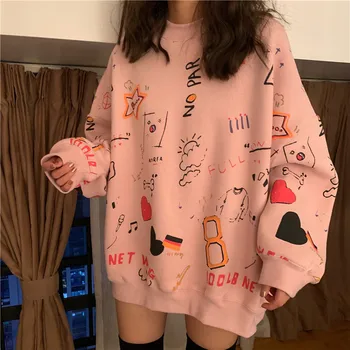 Korėjos versija, naujas mados mielas modelis Harajuku megztinis streetwear dydis pankų drabužių megztinis viršuje tracksuit ins