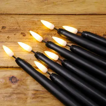 Pakuotėje 6 Black Mirgėjimas Baterija Flameless LED Siaurėjantys Žvakės,11 colių Helovinas Elektroninių Vestuvių Žvakės Kalėdų