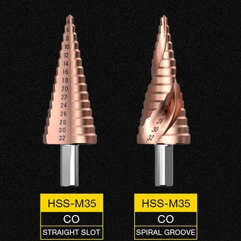 HSS CO M35 Trikampis Karka 4-12/4-20/4-32MM Metalo Žingsnis Kūgio formos Grąžtas Nerūdijančio Plieno Skylę Pamačiau Cutter
