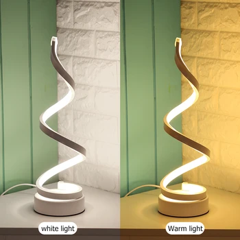 LED Spiralės Stalo Lempa Modernus Stalo Naktiniai Akrilo Geležies Meno Dekoratyvinis Išlenkti Šviesos Namuose Miegamojo Puošimas ES Plug