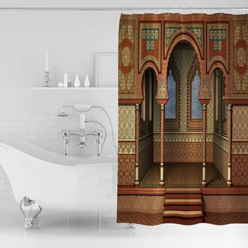 Arabesque Dušo Užuolaidos, kurias Ambesonne Artimųjų Rytų Rytietiško Stiliaus Interjeras Rūmų Architektūros Derliaus Meno, Dizainas