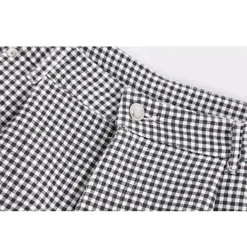 Vasaros aukšto juosmens šortai moterims pledas trumpas kišenė Pilka korėjos stiliaus rave streetwear moterų atsitiktinis trumpas kelnes moteriški drabužiai
