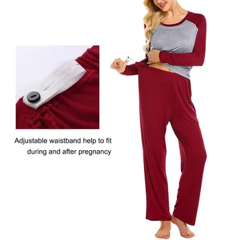 2020 Motinystės Nėščių Moterų Pižama Nustatyti ilgomis Rankovėmis Žindote Kūdikį Krūtimi, T-marškinėliai, Topai+Reguliuojamas Kelnes Pižama Sleepwear