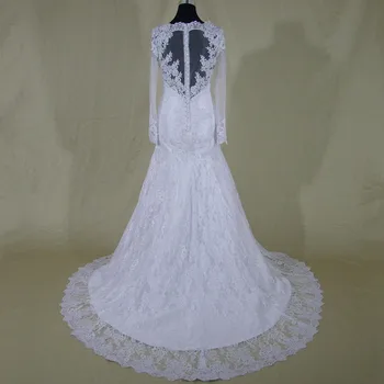 Naujas Appliques Vestidos V-Kaklo Illison Mygtuką Undinė Vestuvių Suknelė 2021 Visą Rankovės Vestuvių Suknelės, pagaminti pagal Užsakymą, Vestido De Noiva