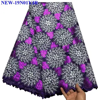2019 Naujas stilius royal blue afrikos china nėrinių audinys net audinio prancūzijos tiulio, nėrinių audinys su blizgančiais moterų suknelė ZWE02