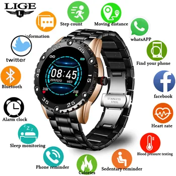 LIGE Smart Watch Vyrų IP68 Vandeniui Sporto Žiūrėti Skambinkite priminimo Signalo priminimas Širdies ritmo Smartwatch Už 