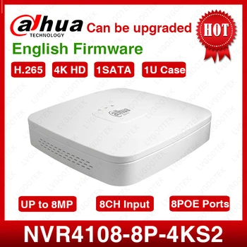 Dahua NVR NVR4108-8P-4kS2 8CH NVR 8MP Smart 1U 8PoE 4K&H. 265 Lite Tinklo Vaizdo įrašymas Full HD 1080P įrašymo Su 1SATA
