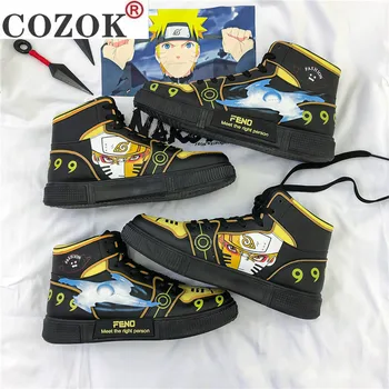Naruto Anime Bateliai Vyrai Hip-Hop Batų Mados Clunky Sportbačiai, vyriški Laisvalaikio Bateliai Kelionės Mens Running Shoes Aukšto Viršų Sasuke695