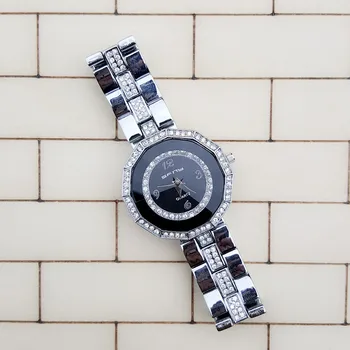 2016 Naujo Prekės ženklo Moterų Laikrodžiai Geriausios Kokybės Auksu Deimantų Prabangūs Laikrodžiai, Nerūdijančio Plieno, Speciali Daugiakampio Dial Lady Žiūrėti