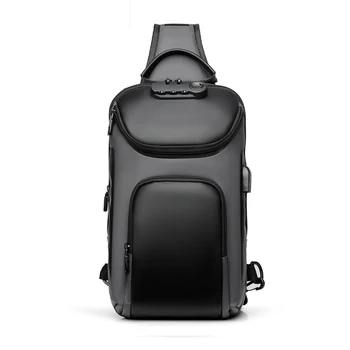 Naujas Vyrų Pečių Krepšiai, USB Įkrovimą, Daugiafunkcinis Vagystės Krūtinės Krepšiai Sporto Trumpų Kelionių Messenger Vandeniui Vyras Krepšys