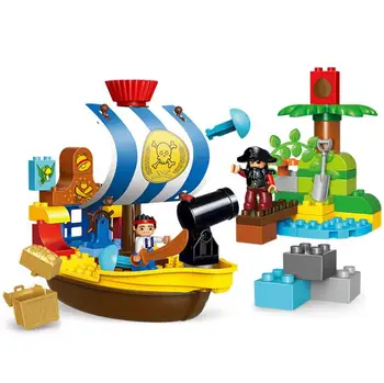 GOROCK 63pcs piratų serijos Jake Piratų Laivas Bucky modelis Didelis Dalelių statybinių blokų rinkinį, Suderinamą Su 10514 Duploe vaikų žaislų