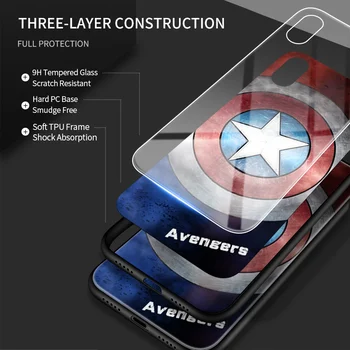 Už Xiaomi Phone Redmi 8 8A Atveju Marvel Keršytojas Superherojus Kapitonas Amerika Pantera Prabanga Grūdintas Stiklas, Galinio Korpuso Dangtelio