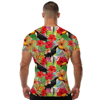 Paukščių Marškinėliai Gėlių Marškinėliai Vyrams trumpomis Rankovėmis 3d Spausdinimo Marškinėlius Hip-Hop T-shirt Roko Mados 2017 Prekės Rūbai Aukštos Kokybės Papūga 4XL