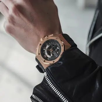 Rifas Tigras/RT Automatinis laikrodis Prabangių Vyrų Laikrodžiai Automatinė Rose Aukso laikrodis Vyrams, Vandeniui Automatinis Mechaninis laikrodis RGA92S7