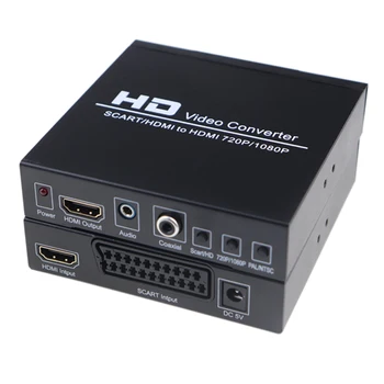 PAL/NTSC HDMI + HDMI į HDMI Video Converter Box 1080P Upscaler su 3,5 mm Koaksialinis Garso Išvesties Žaidimų Konsolės, DVD, STB
